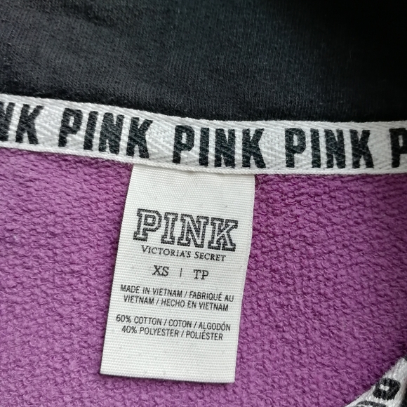 PINK Purple Half Snap Pullover Logo Back Cotton XS Victoria's Secret - Picture 2 of 7